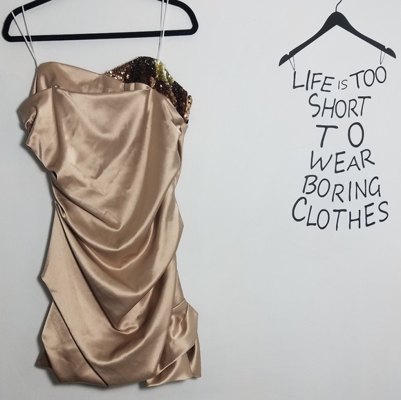 Gorgeous NWT ABS gold sequin strapless dress, 14 - Picture 2 of 8